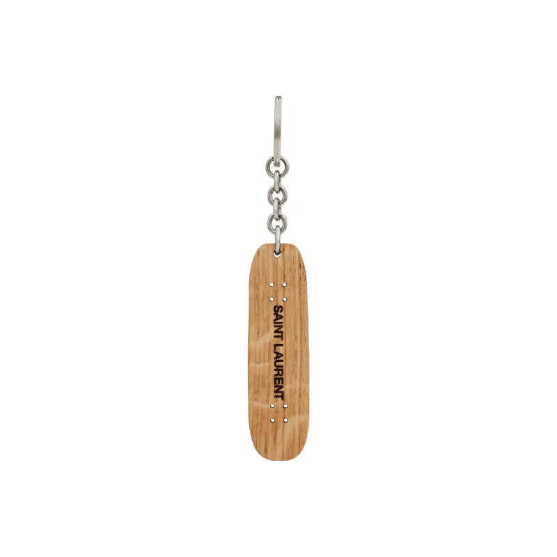 SAINT LAURENT Wooden Keychain Bag Accessory Unisex Brown-0