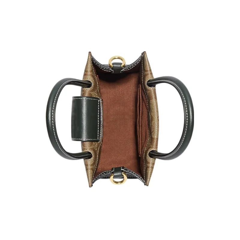 COACH Cally Coated Canvas With Leather Handbag Shoulder Bag Crossbody Bag Mini Women's Khaki-2