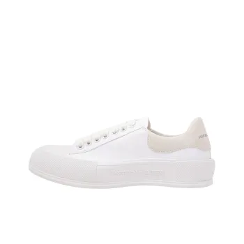 Alexander McQueen Deck Plimsoll Lace Up Trainers 'White Beige'