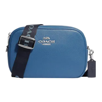 COACH Jamie Pebbled Leather Camera Bag, Shoulder Bag, Crossbody Bag Medium Size Women's Sky Blue