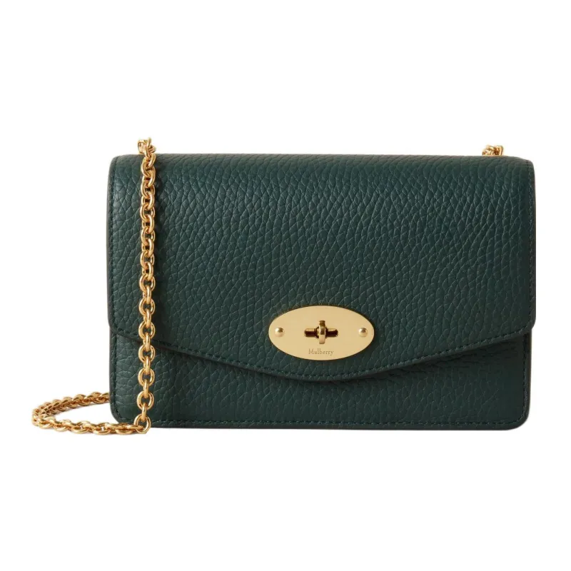Mulberry Grain Calfskin Shoulder Bag, Crossbody Bag Trumpets Women's Green-0