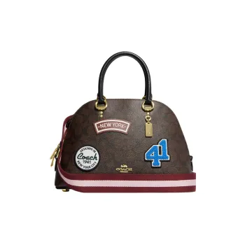 COACH Katy Leather Shoulder Bag Crossbody Bag Handbag Large Size Women's Dark Brown