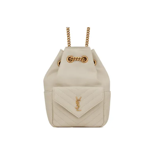 SAINT LAURENT Sheepskin Bucket Bags Shoulder Bag Crossbody Bag Mini Women's Vintage White