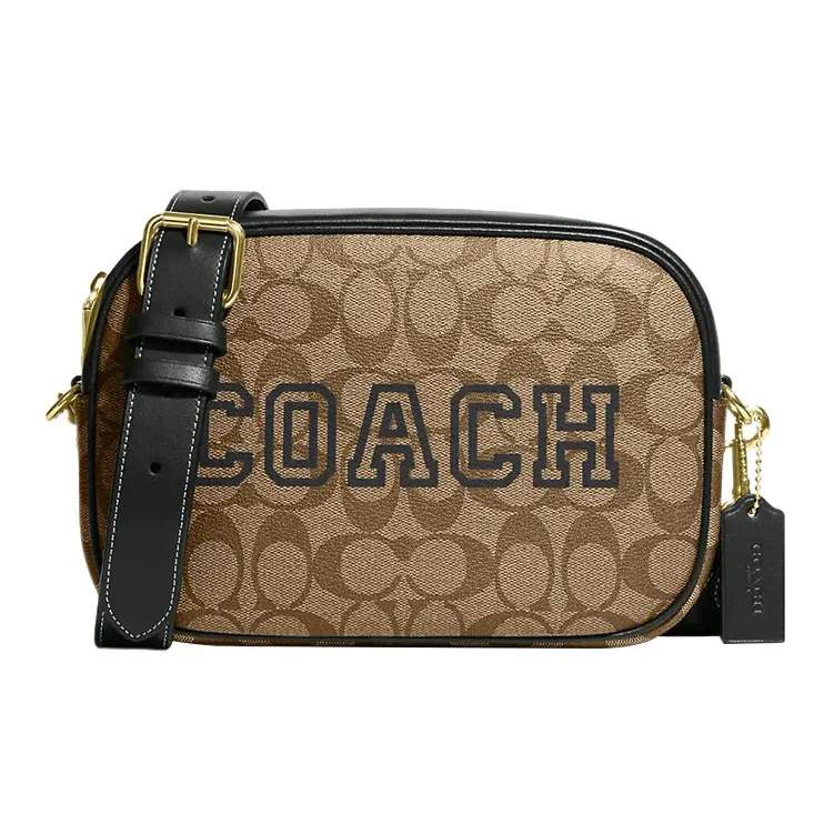 COACH Jamie Signature Coated Canvas With Smooth Leather Camera Bag Shoulder Bag Crossbody Bag Medium Size Women's Brown-0