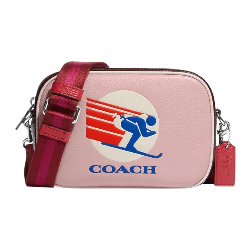 COACH Jamie High-Quality Pebbled Leather Camera Bag Shoulder Bag Crossbody Bag Mini Women's Pink
