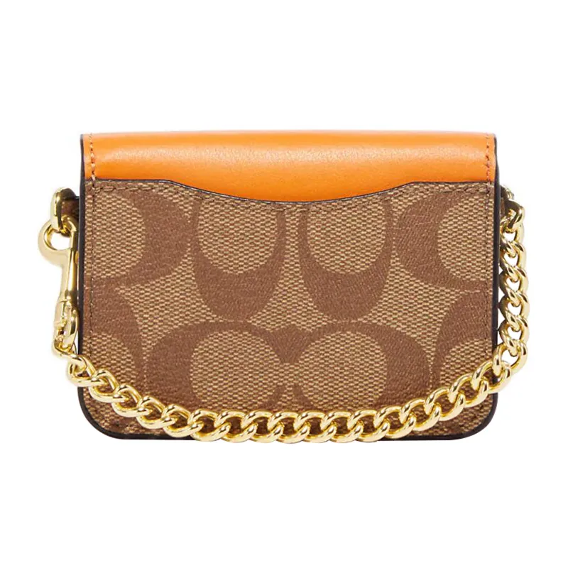 COACH Cowhide Patchwork Canvas Combo Bag, Shoulder Bag, Crossbody Bag Small Size Women's Khaki & Chalk White-2