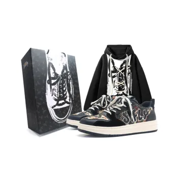 Jifffly Skateboard Shoes Unisex Low Top Black/White