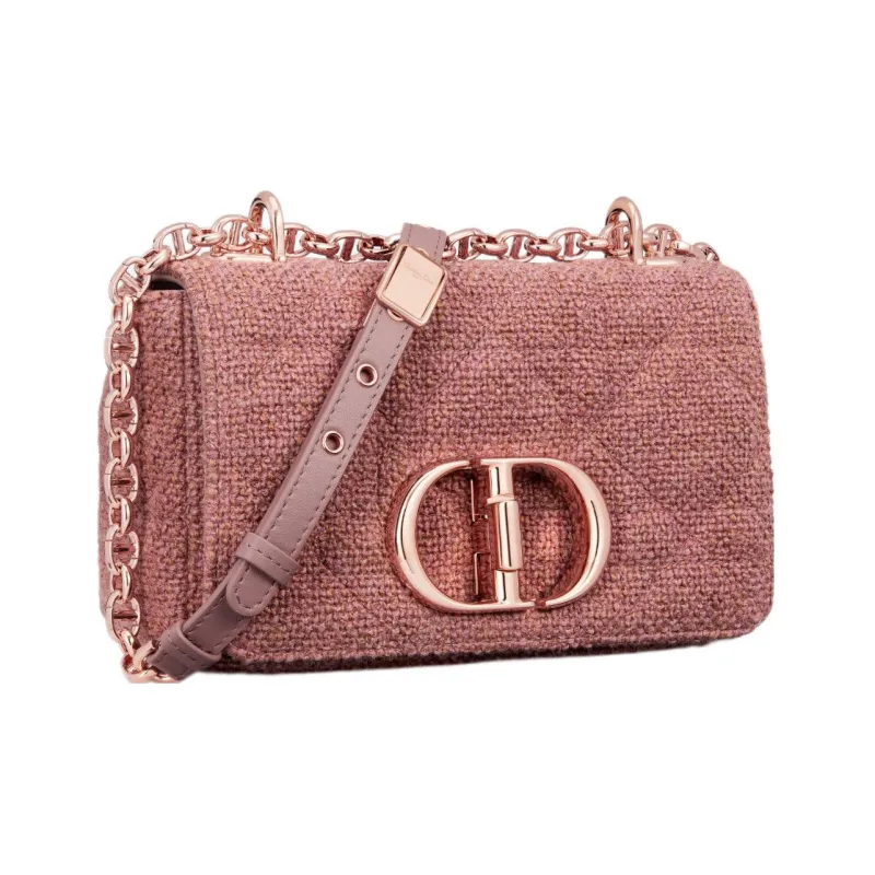 DIOR Caro Linen Shoulder Bag Crossbody Bag Small Size Women's Purple-2