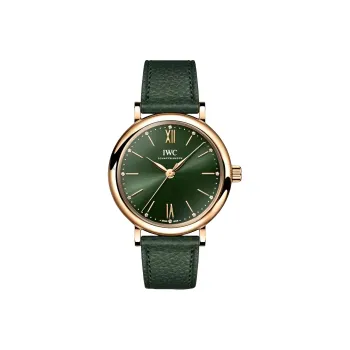 IWC Portofino Automatic Mechanical Movement Women's Watch Green Dial Red Gold Watch Case Genuine Leather Strap