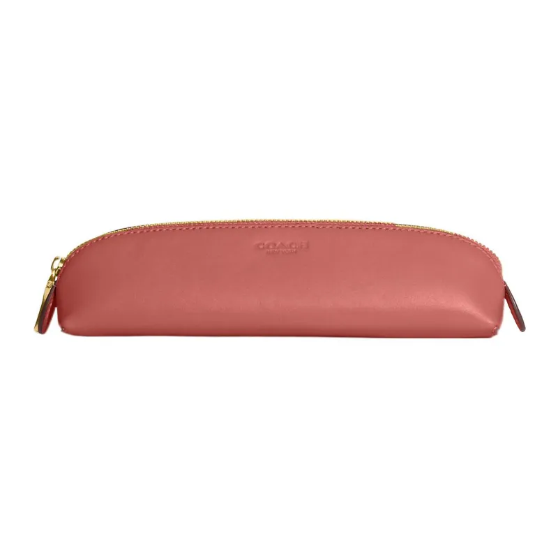 COACH Pencil Case Leather Pencil Case Storage Bag Small Size Women's Toffee-0