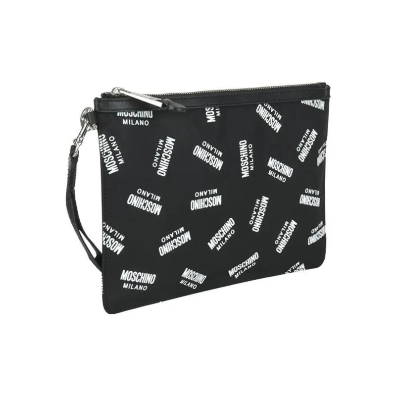 MOSCHINO Nylon Makeup Bags Clutches Medium Size Women's Black-1