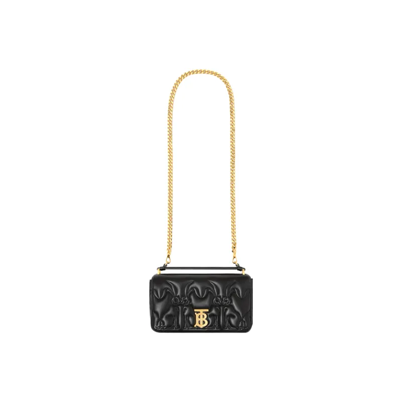 Burberry Lola Lola Bag Lambskin Patchwork Leather Shoulder Bag Crossbody Bag Small Size Women's Black-3