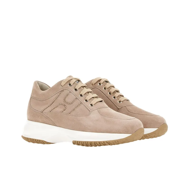 HOGAN Interactive Wear-Resistant Low-Top Sports Casual Shoes Women's Pink White-2