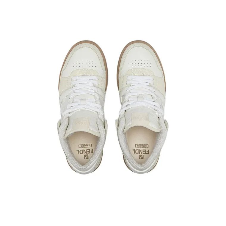 FENDI Match High Top Stylish Skateboarding Shoes Men's White-3