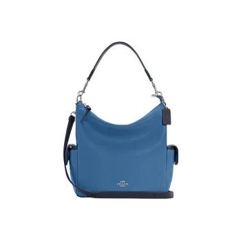 COACH Pennie Pebbled Leather Shoulder Bag Crossbody Bag Handbag Large Size Women's Sky Blue