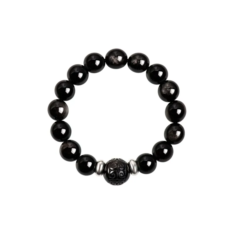 SIMPLE JOYS Natural Obsidian Bracelets Unisex-14