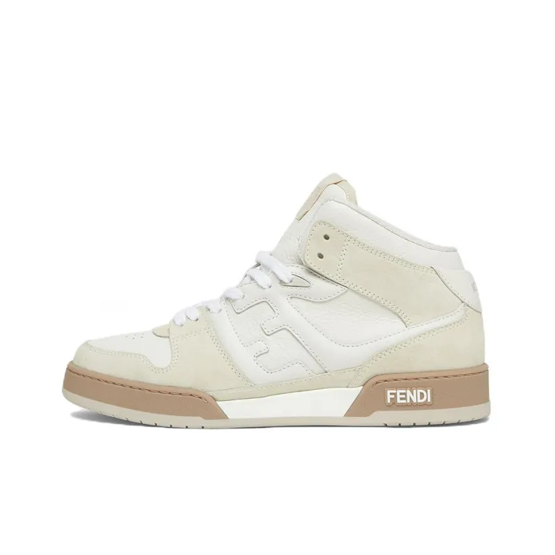 FENDI Match High Top Stylish Skateboarding Shoes Men's White-0