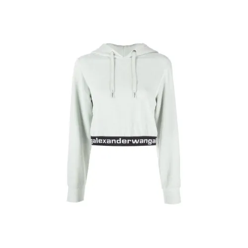 T By Alexander Wang Logo Cropped Corduroy Hoodie