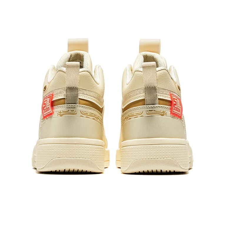 HENANBOWUYUAN x Erke Coverage Warm Slip Resistant High Top Skateboard Shoes Women's White Red-4
