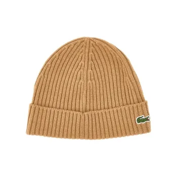 LACOSTE Logo-patch Ribbed-knit Beanie