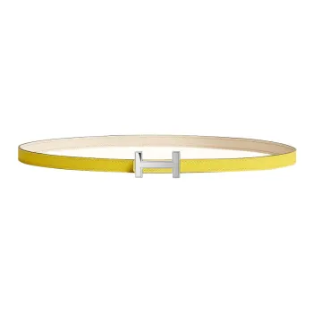 HERMES Double-Sided Focus Silver Buckle Epsom Calfskin Double-Sided Leather Belt Women's Yellow Width: 1.3cm