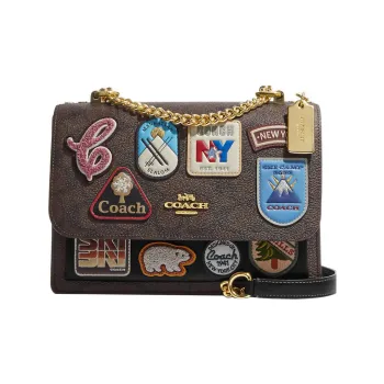 COACH Klare Canvas With Leather Chain Bag Shoulder Bag Crossbody Bag Small Size Women's Khaki & Black