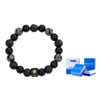ENFANTIN Volcanic Stone Snowflake Stone Glass Bracelets Unisex