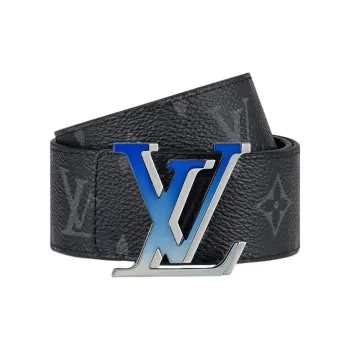 LOUIS VUITTON Cow Leather Belts Men's Black Width 4cm