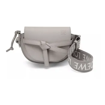 LOEWE Gate Soft Cow Leather Shoulder Bag, Crossbody Bag Mini Women's Pearlescent Gray