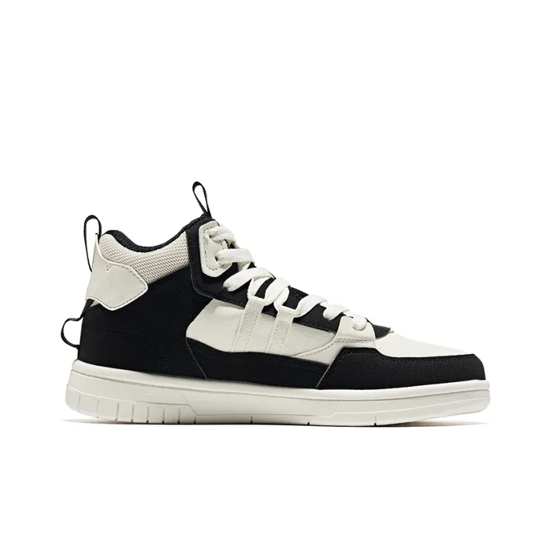 Erke Peerless Master Wear-Resistant High-Top Skateboard Shoes Women's Ivory Jet Black-1