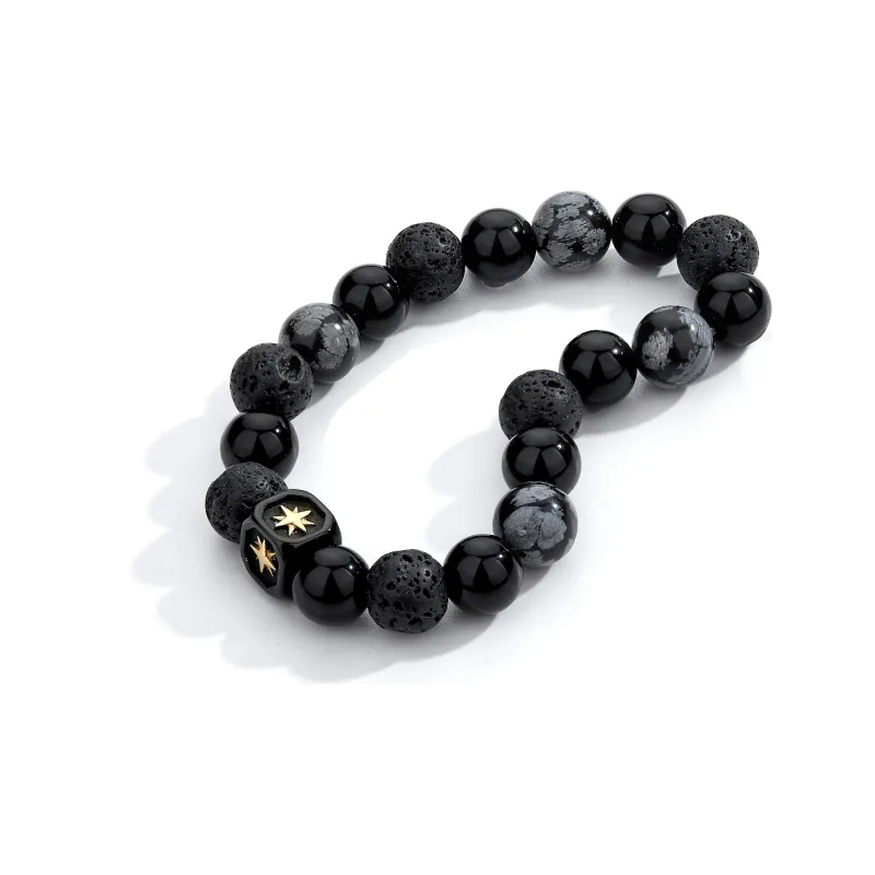 ENFANTIN Volcanic Stone Snowflake Stone Glass Bracelets Unisex-4