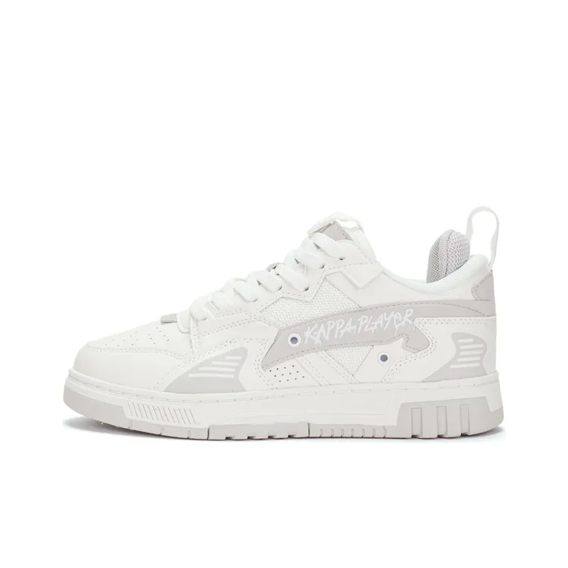 Kappa Warm Slip-Resistant Low-Top Skateboard Shoes Unisex White Gray-0