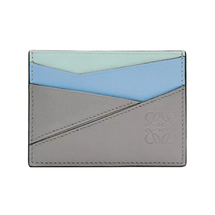 LOEWE Puzzle Cow Leather Card Holder Men's Asphalt Gray/Olympic Blue-0