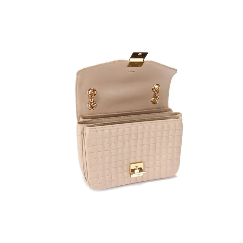 CELINE Leather Small Square Bag Shoulder Bag, Crossbody Bag Regular Women's Nude-2