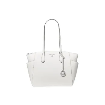 MICHAEL KORS Marylin Saffiano Leather Tote Bag Shopping Bag Shoulder Bag Handbag Medium Size Women's White
