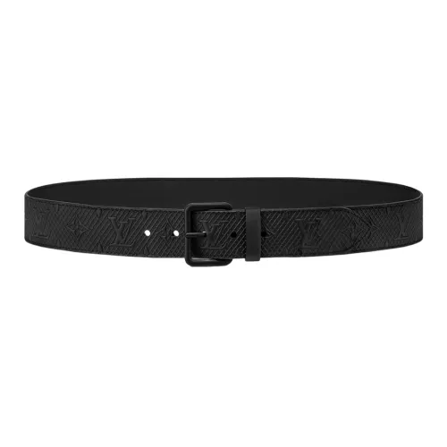 LOUIS VUITTON Cow Leather Leather Belts Men's Width: 4cm