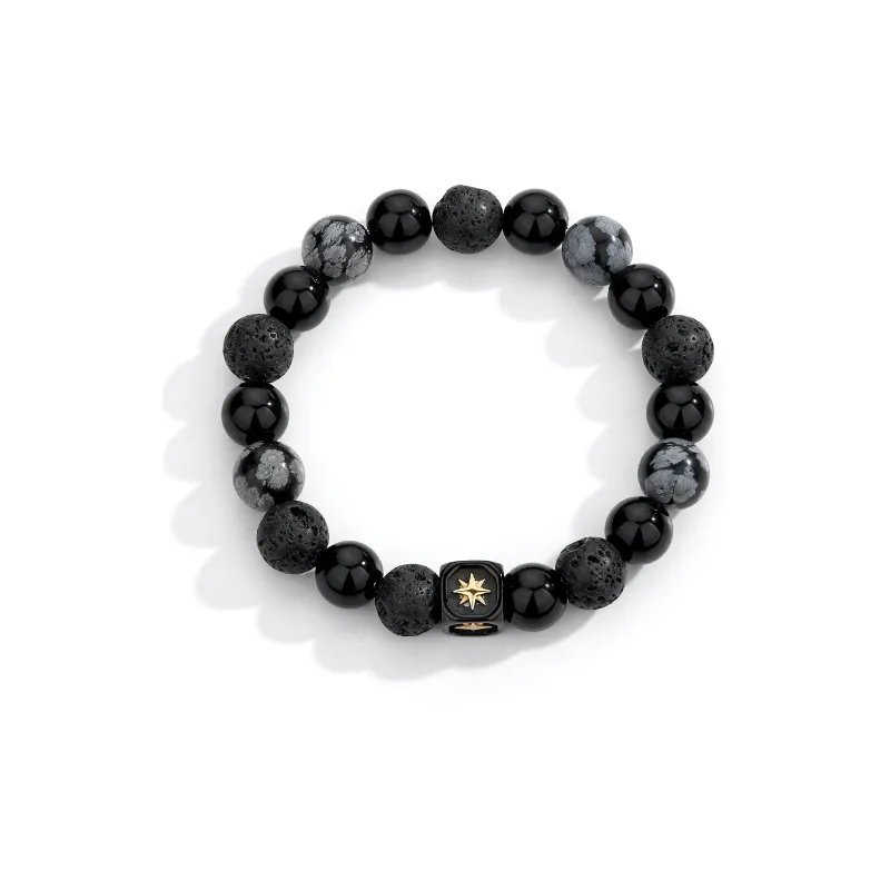 ENFANTIN Volcanic Stone Snowflake Stone Glass Bracelets Unisex-5
