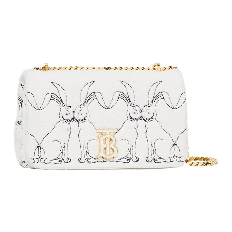 Burberry Lola Lola Bag Lambskin Decoration Shoulder Bag Crossbody Bag Small Size Women's White-1