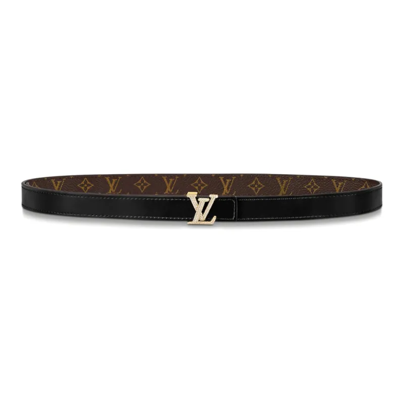 LOUIS VUITTON Casual Double Sided Smooth Buckle Leather Belts Women's Black Width 2CM-0