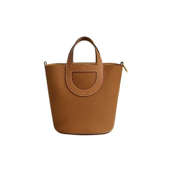 HERMES In The Loop Clémence Bullhide With Swift Calfskin Basket Bag Handbag Bucket Bag Women's Gold