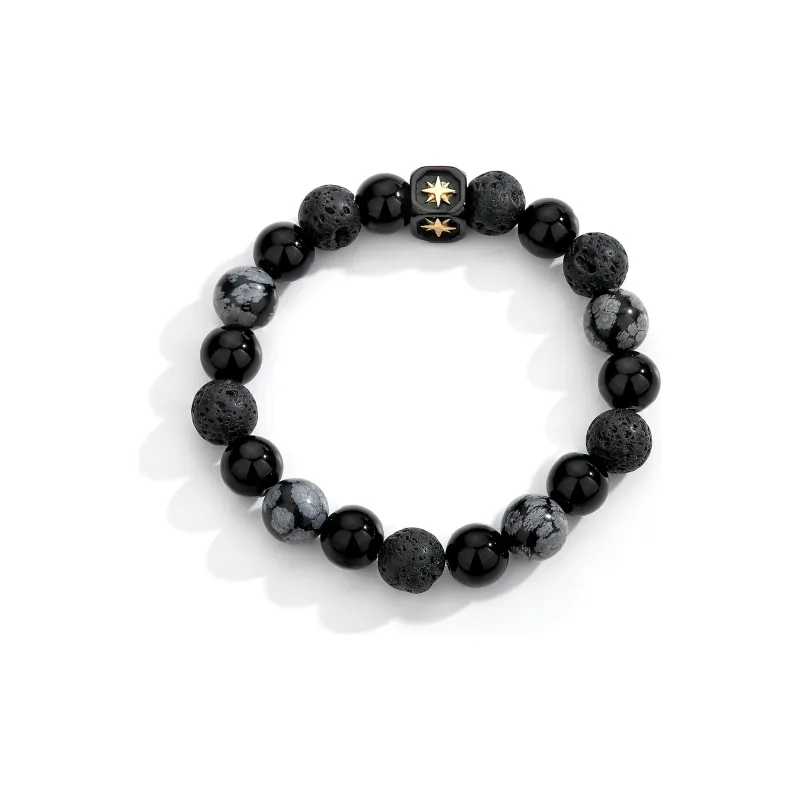 ENFANTIN Volcanic Stone Snowflake Stone Glass Bracelets Unisex-2