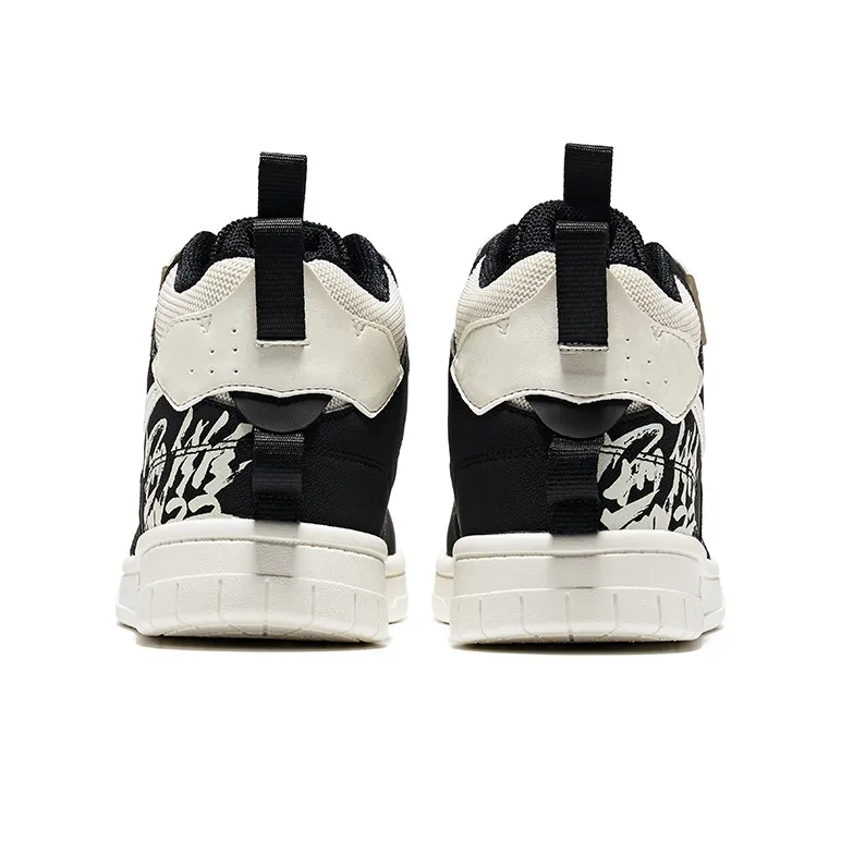 Erke Peerless Master Wear-Resistant High-Top Skateboard Shoes Women's Ivory Jet Black-3