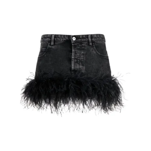 MIU MIU Denim Short Skirts Women's Black