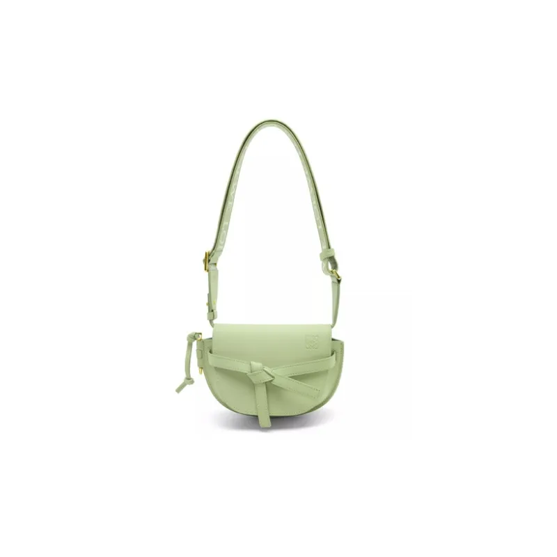 LOEWE Gate Soft Cow Leather Jacquard Shoulder Bag Crossbody Bag Mini Women's Light Green-4