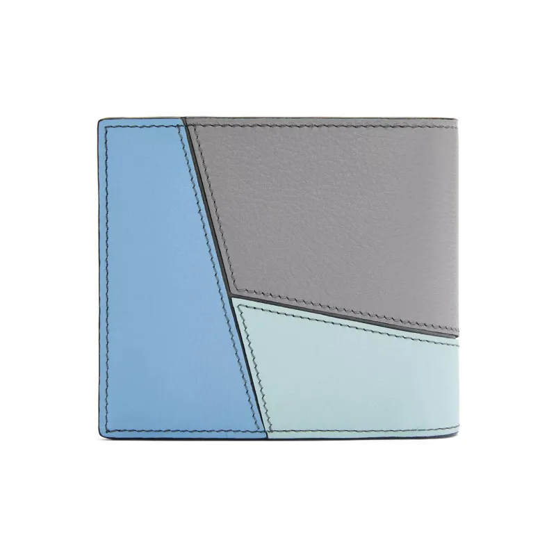 LOEWE Puzzle Cow Leather Wallet Men's Asphalt Gray/Olympic Blue-3