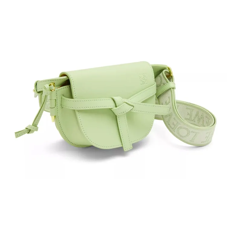 LOEWE Gate Soft Cow Leather Jacquard Shoulder Bag Crossbody Bag Mini Women's Light Green-1