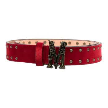 MOSCHINO Fashion Individual Classic Logo Smooth Buckle Leather Belts Women's Width: 3cm