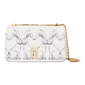 Burberry Lola Lola Bag Lambskin Decoration Shoulder Bag Crossbody Bag Small Size Women's White