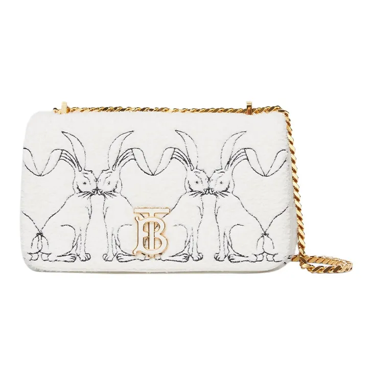 Burberry Lola Lola Bag Lambskin Decoration Shoulder Bag Crossbody Bag Small Size Women's White-0