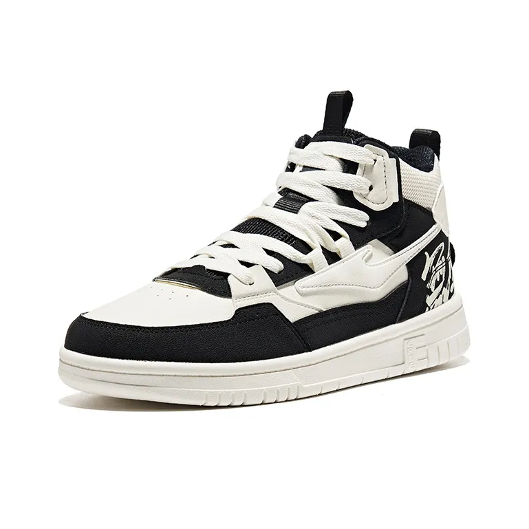 Erke Peerless Master Wear-Resistant High-Top Skateboard Shoes Women's Ivory Jet Black-2